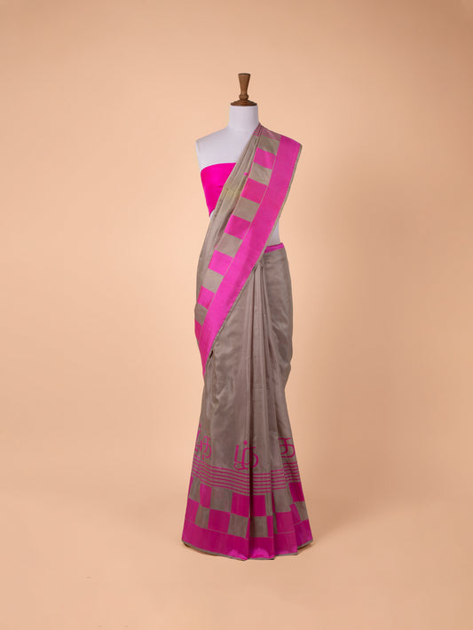 Handwoven Grey Silk Saree