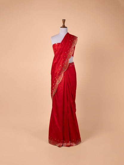 Handwoven Red Silk Saree