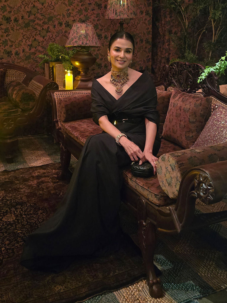 Handwoven Obsidian Black Silk Saree