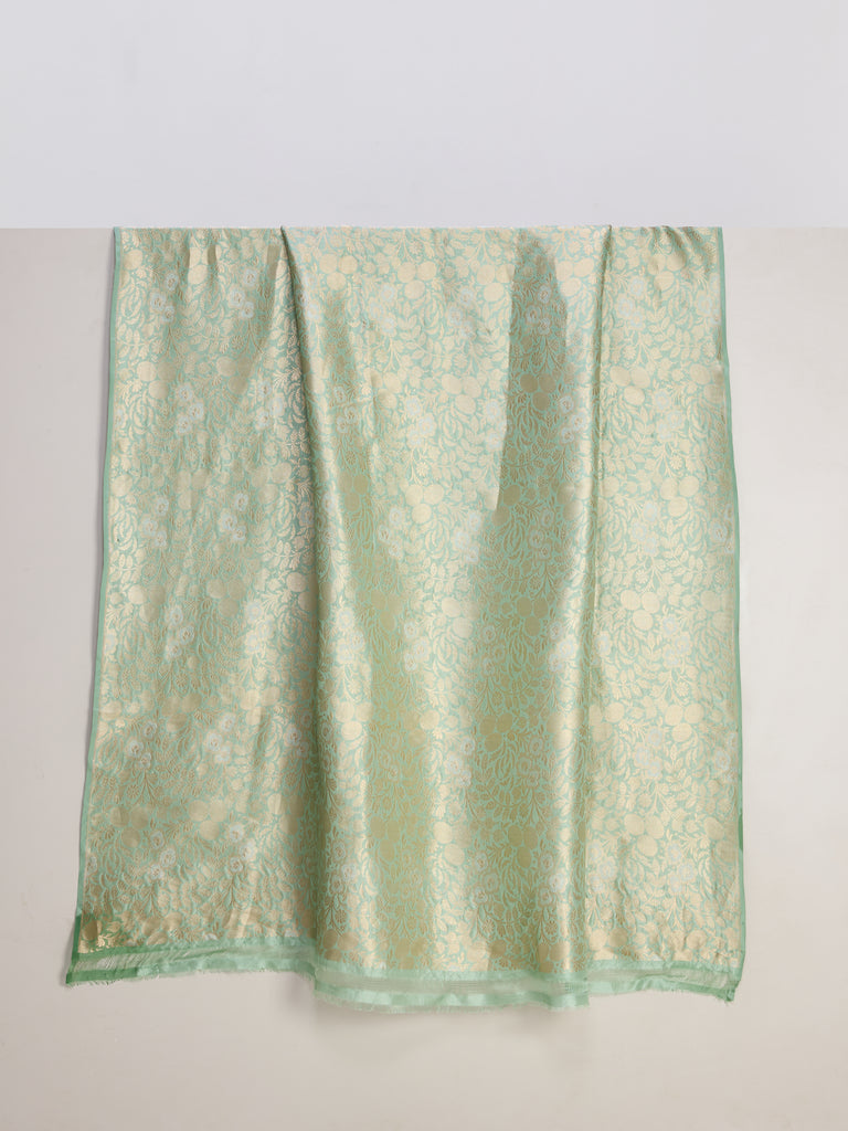 Handwoven Pistachio Green Banarasi Silk Fabric