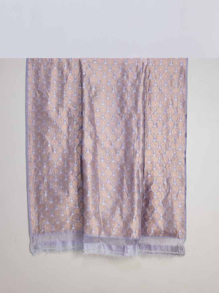 Handwoven Dusty Mauve Banarasi Silk Fabric