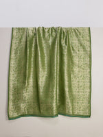 Handwoven Sage Green Banarasi Satin Fabric