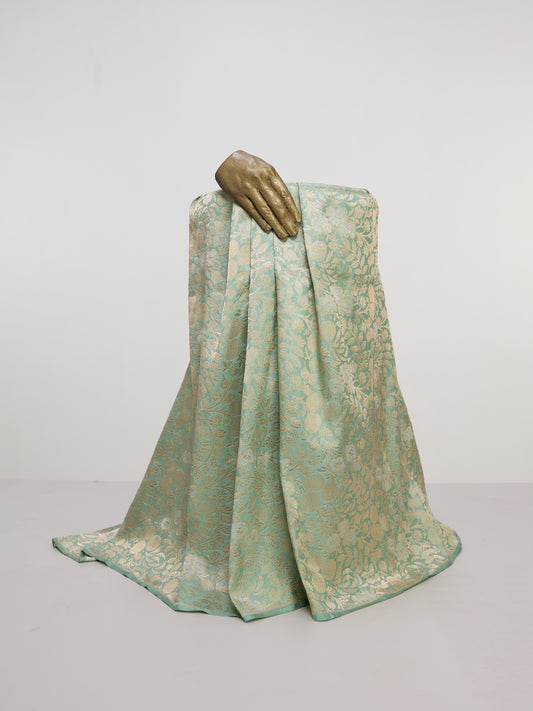 Handwoven Pistachio Green Banarasi Silk Fabric