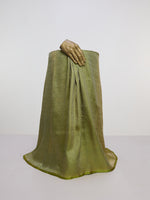 Handwoven Olive Green Banarasi Satin Fabric