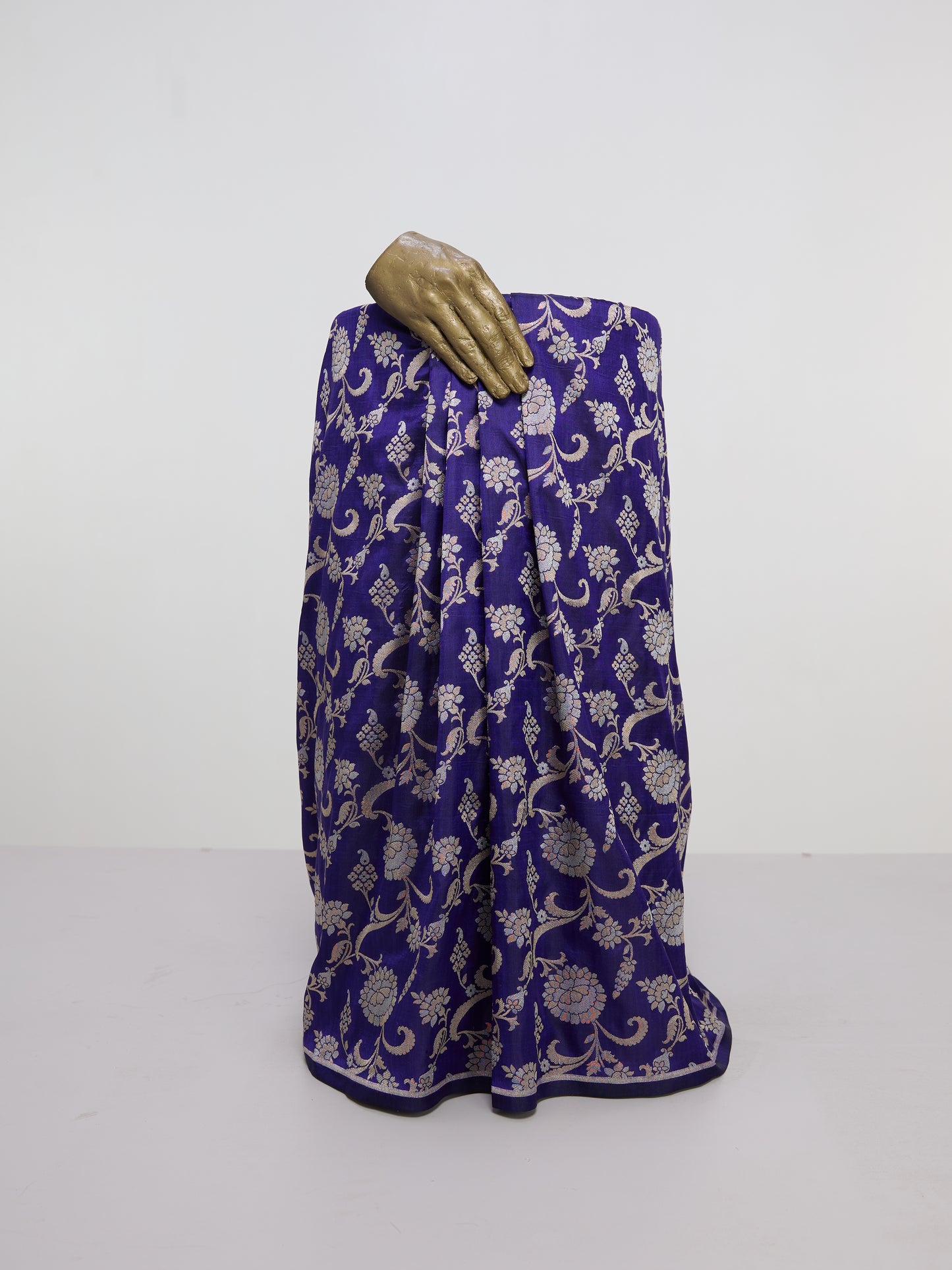 Handwoven Indigo Blue Banarasi Silk Fabric