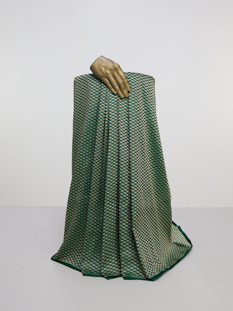 Handwoven Bottle Green Banarasi Silk Fabric