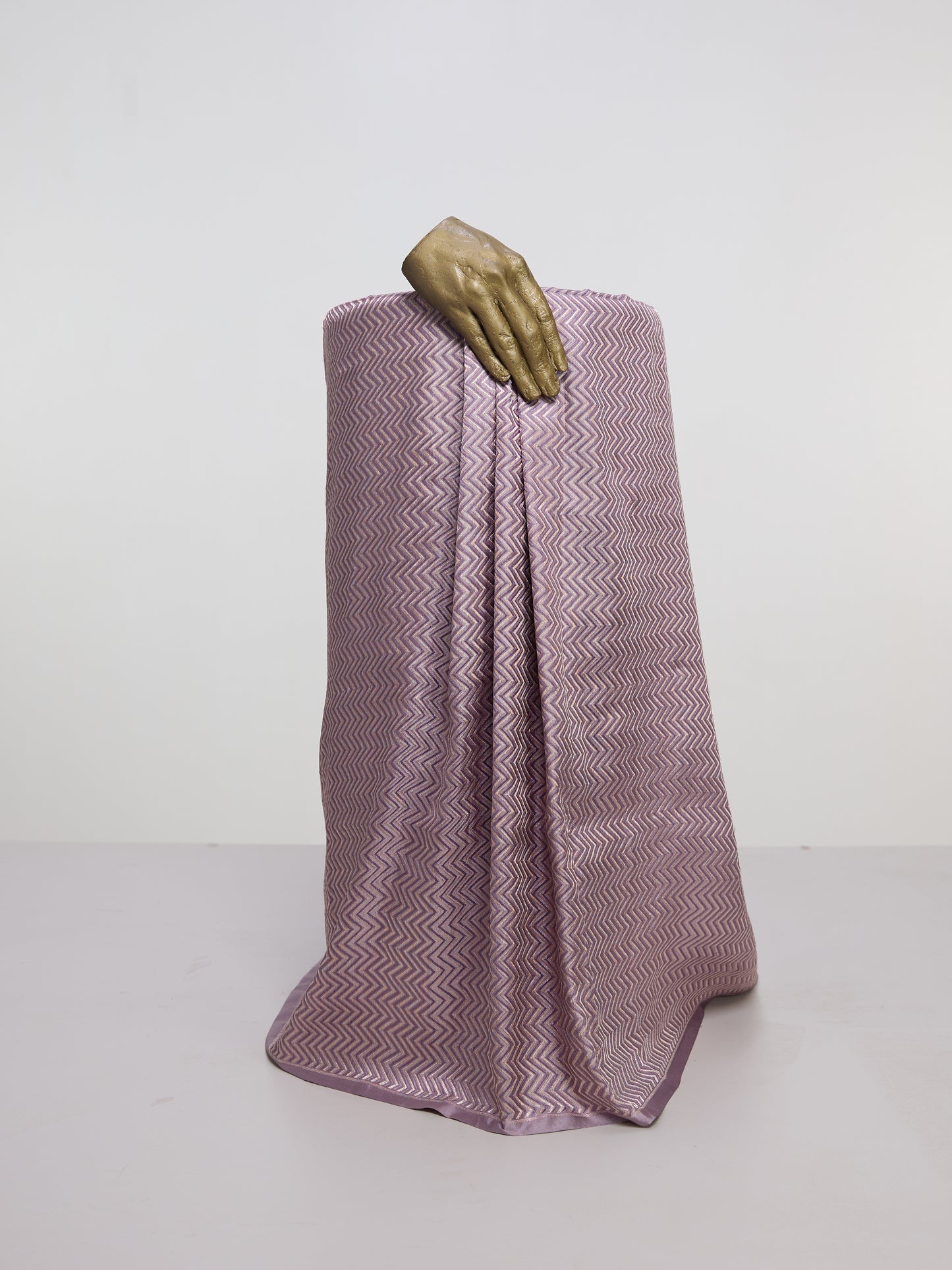Handwoven Lilac Banarasi Satin Fabric