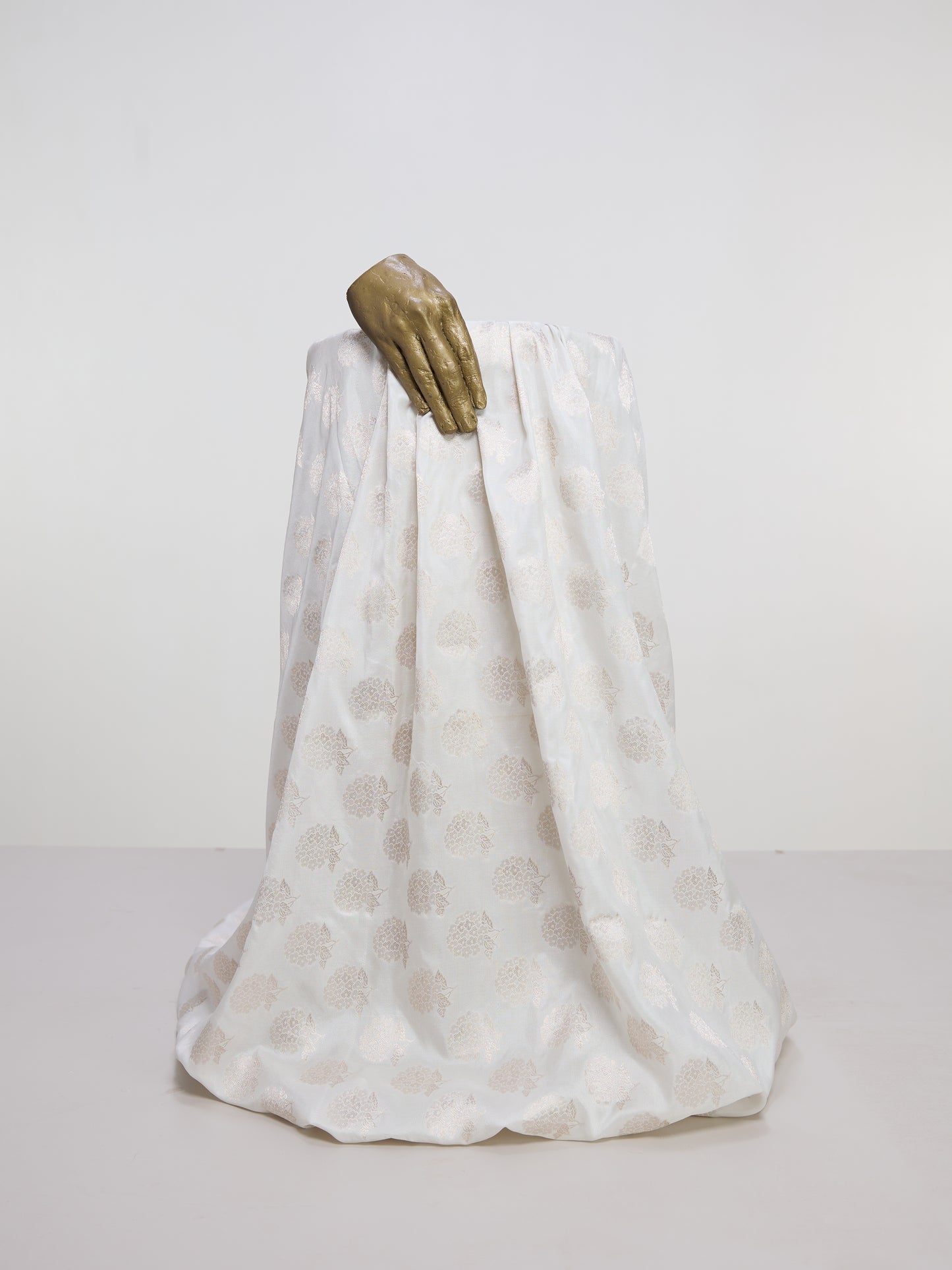 Handwoven White Banarasi Silk Fabric