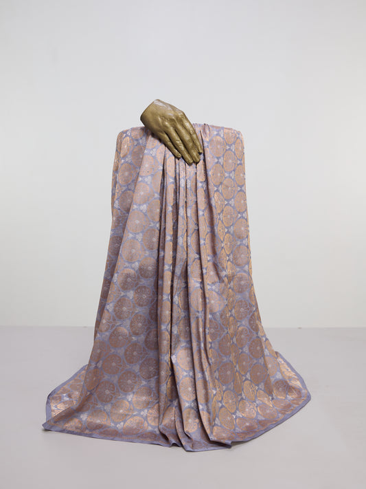 Handwoven Dusty Mauve Banarasi Silk Fabric