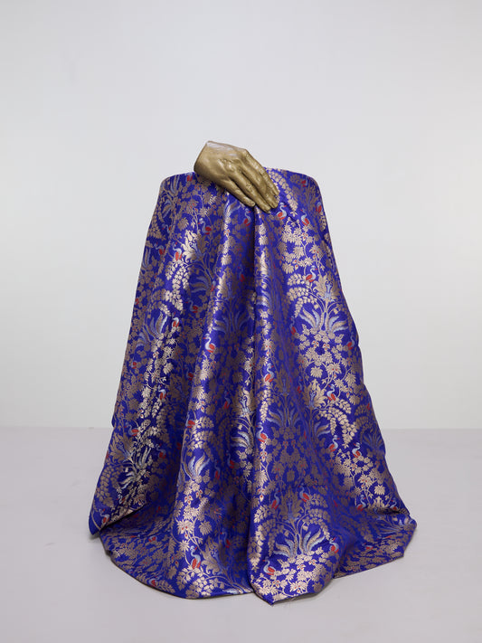 Handwoven Violet Banarasi Silk Fabric