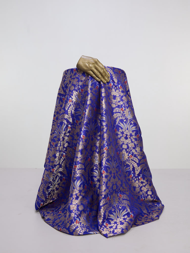 Handwoven Violet Banarasi Silk Fabric