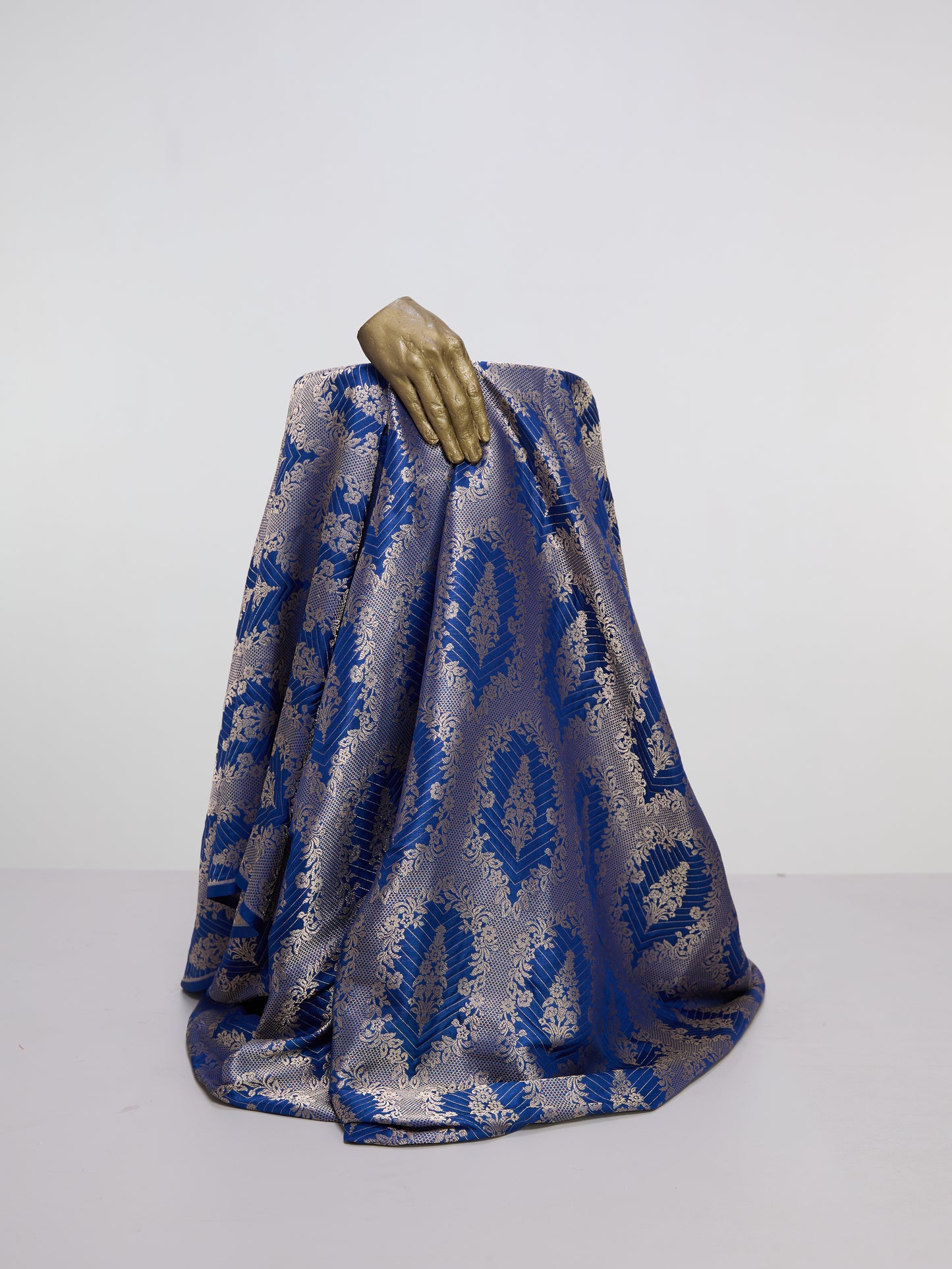 Handwoven Royal Blue Banarasi Silk Fabric