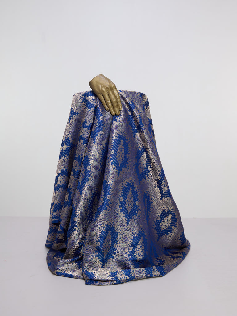 Handwoven Royal Blue Banarasi Silk Fabric