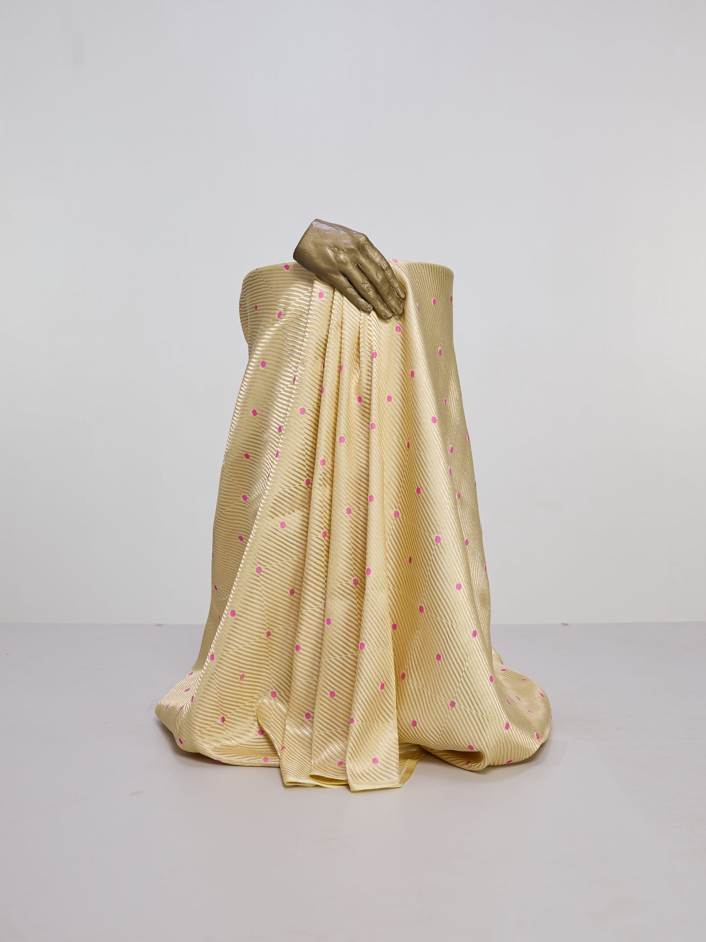 Handwoven Lemon Yellow Silk Banarasi Fabric