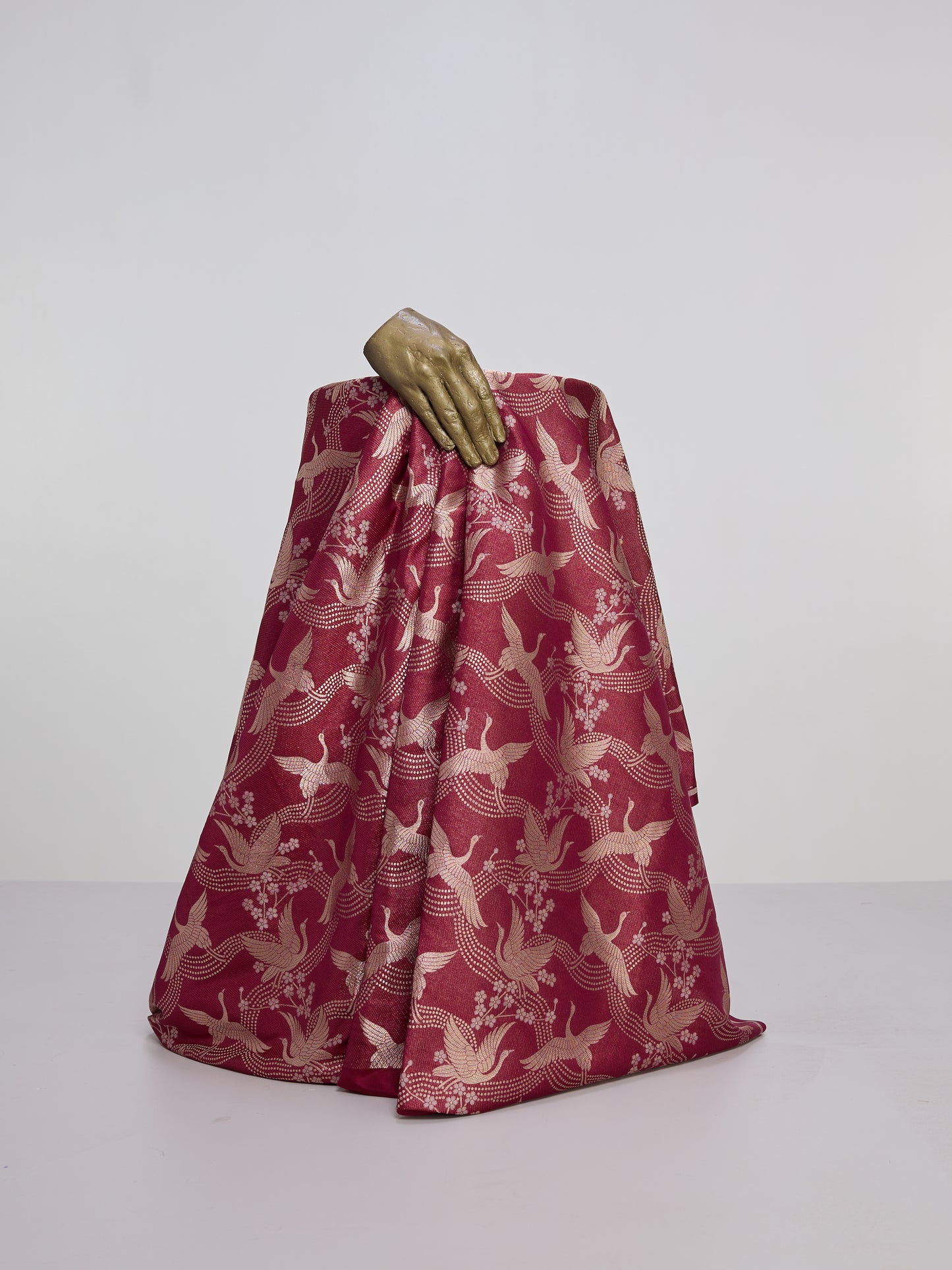 Handwoven Maroon Silk Banarasi Fabric