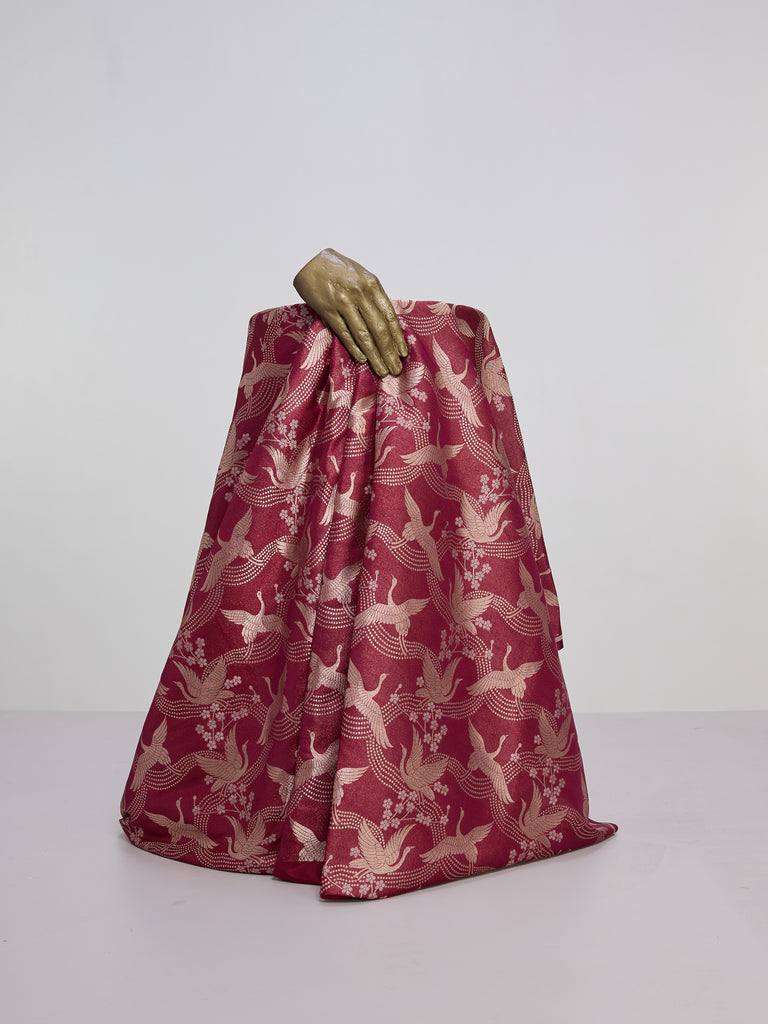 Handwoven Maroon Silk Banarasi Fabric
