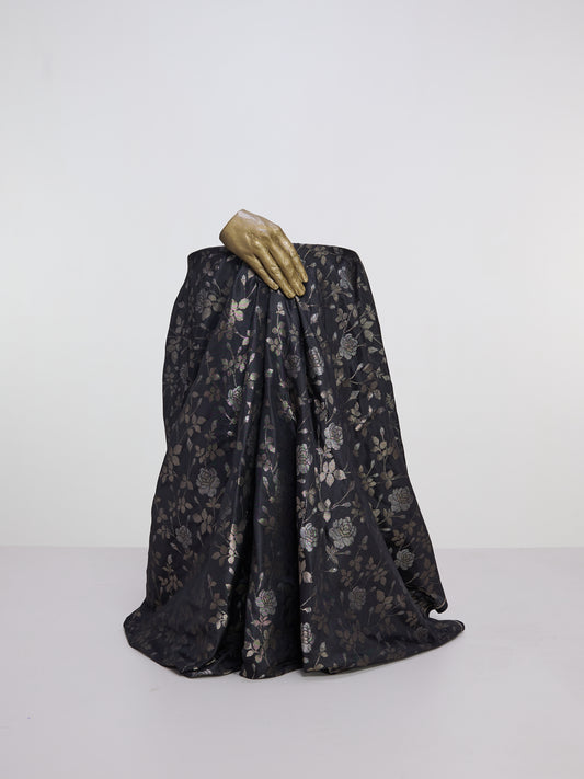 Handwoven Black Banarasi Silk Fabric