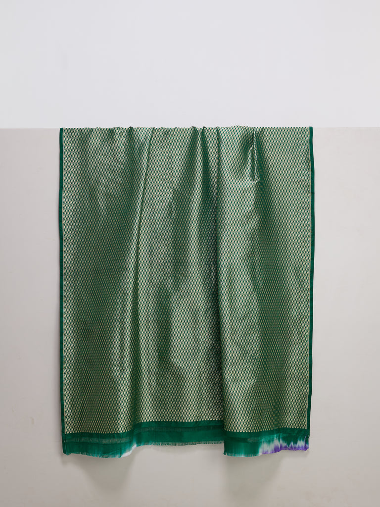 Handwoven Bottle Green Banarasi Silk Fabric