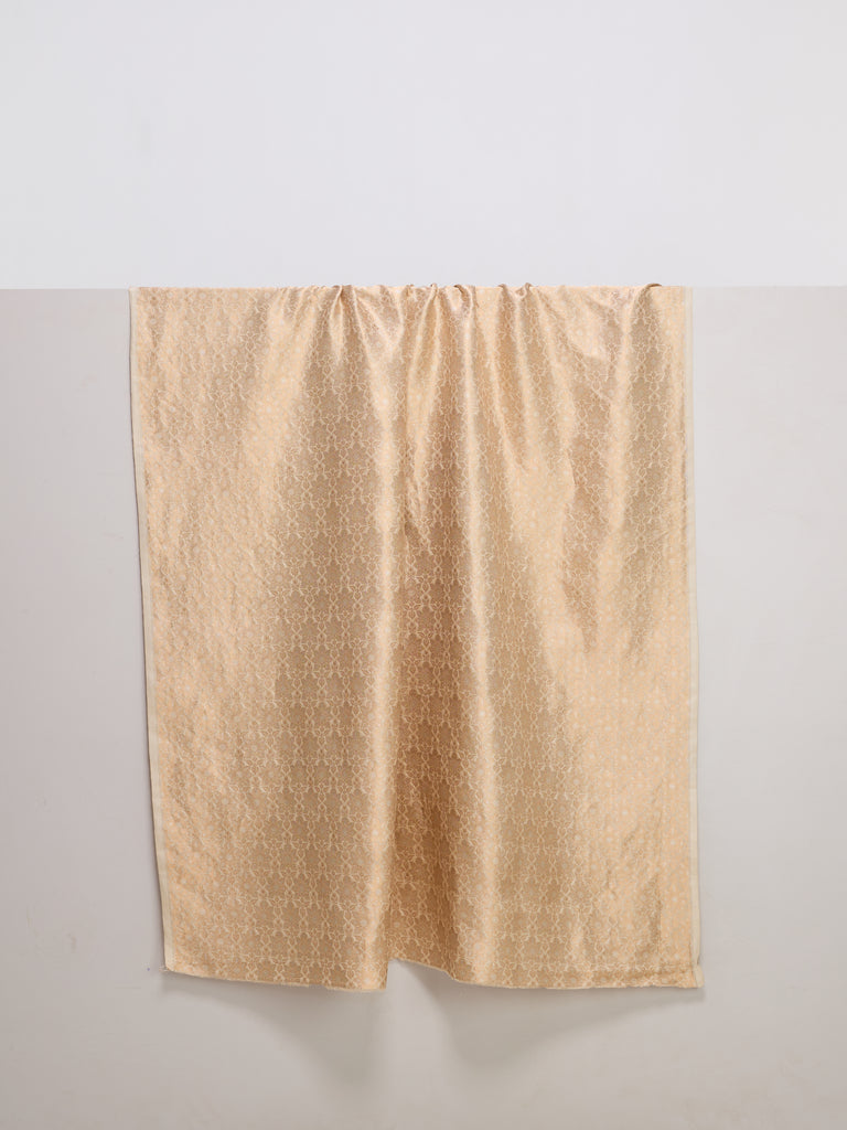 Handwoven Champagne Gold Banarasi Satin Fabric
