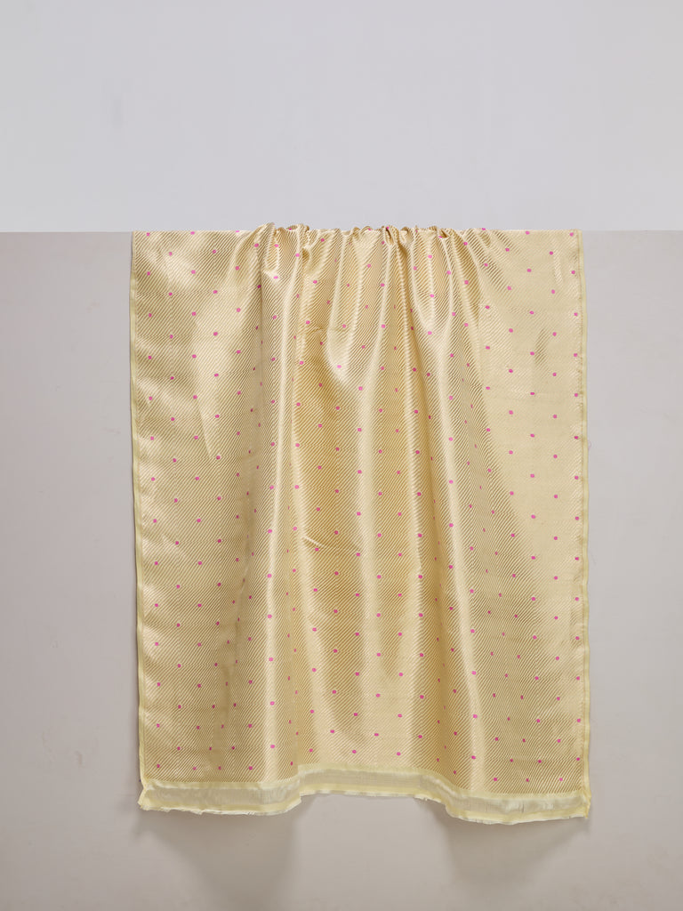 Handwoven Lemon Yellow Silk Banarasi Fabric