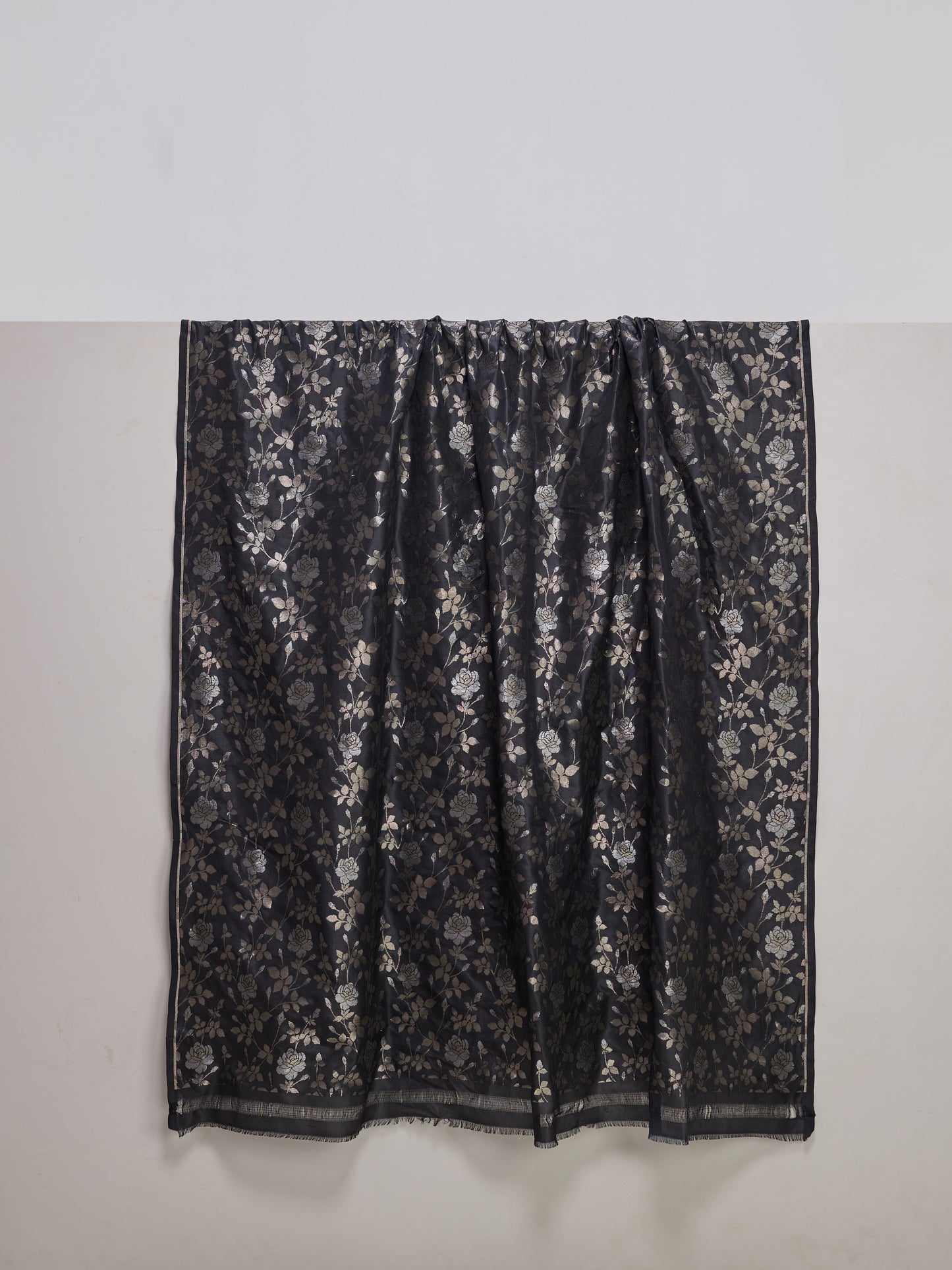 Handwoven Black Banarasi Silk Fabric