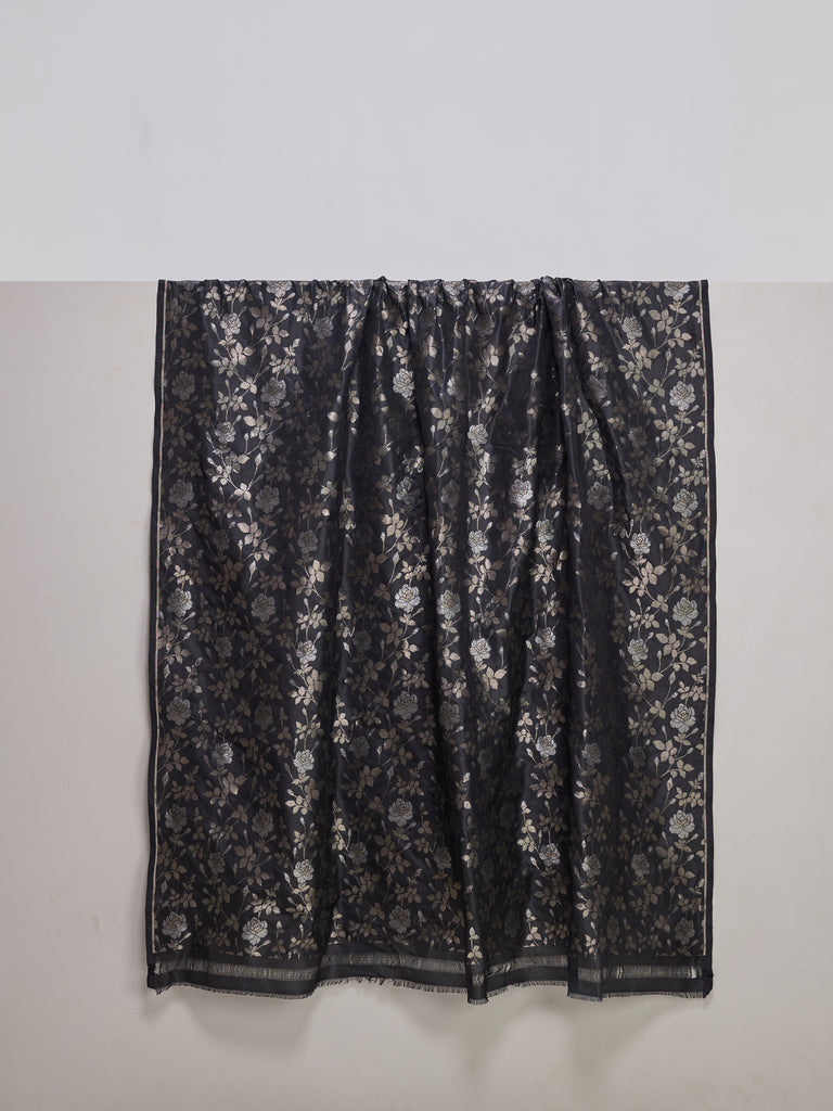 Handwoven Black Banarasi Silk Fabric