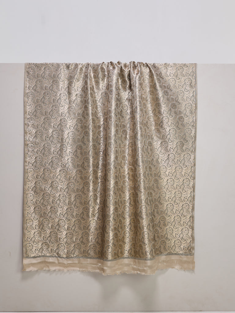 Handwoven Dusty Gold Banarasi Satin Fabric