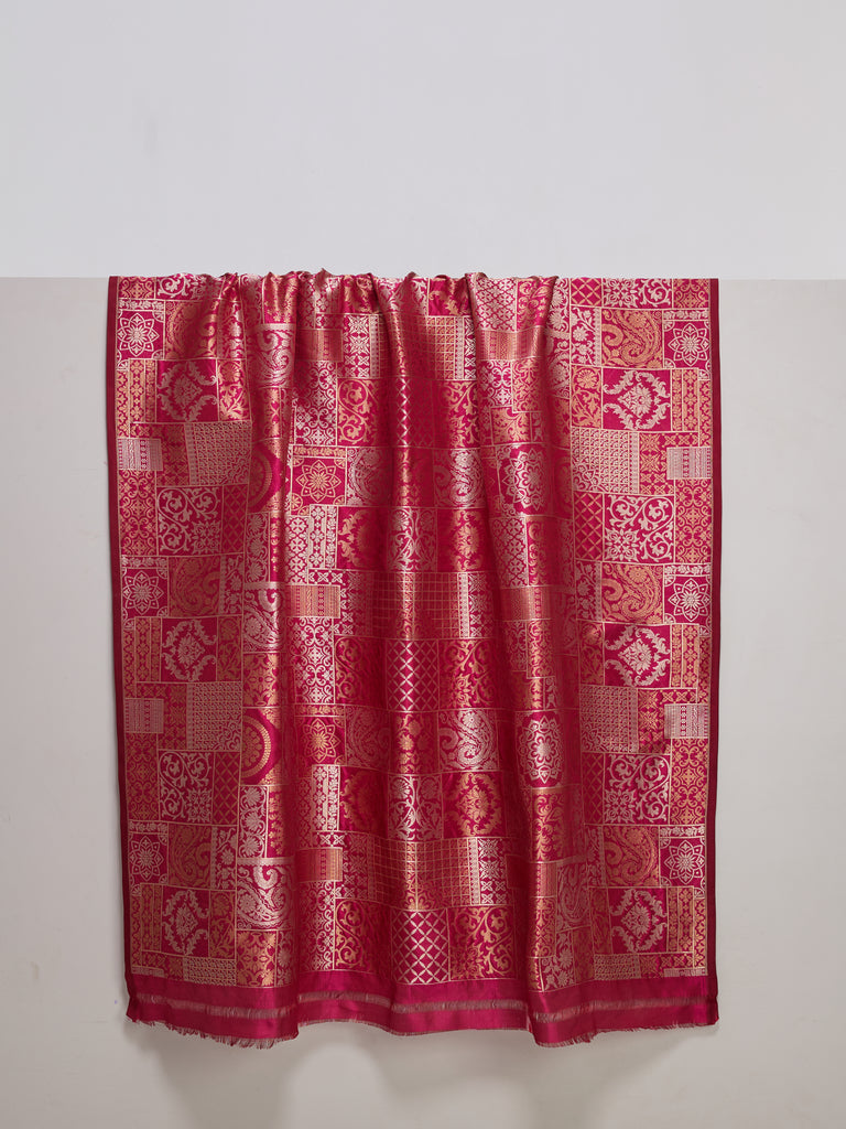 Handwoven Hot Pink Banarasi Silk Fabric