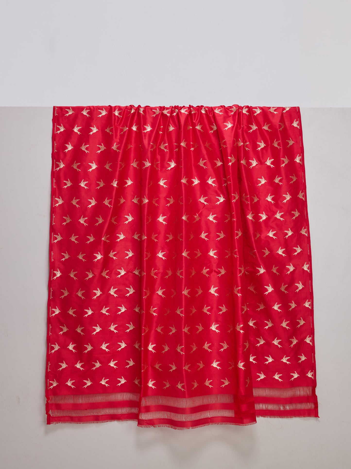 Handwoven Deep Red Banarasi Silk Fabric
