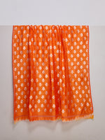 Handwoven Tangerine Banarasi Silk Fabric