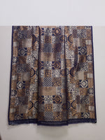 Handwoven Blue & Bronze Banarasi Silk Fabric