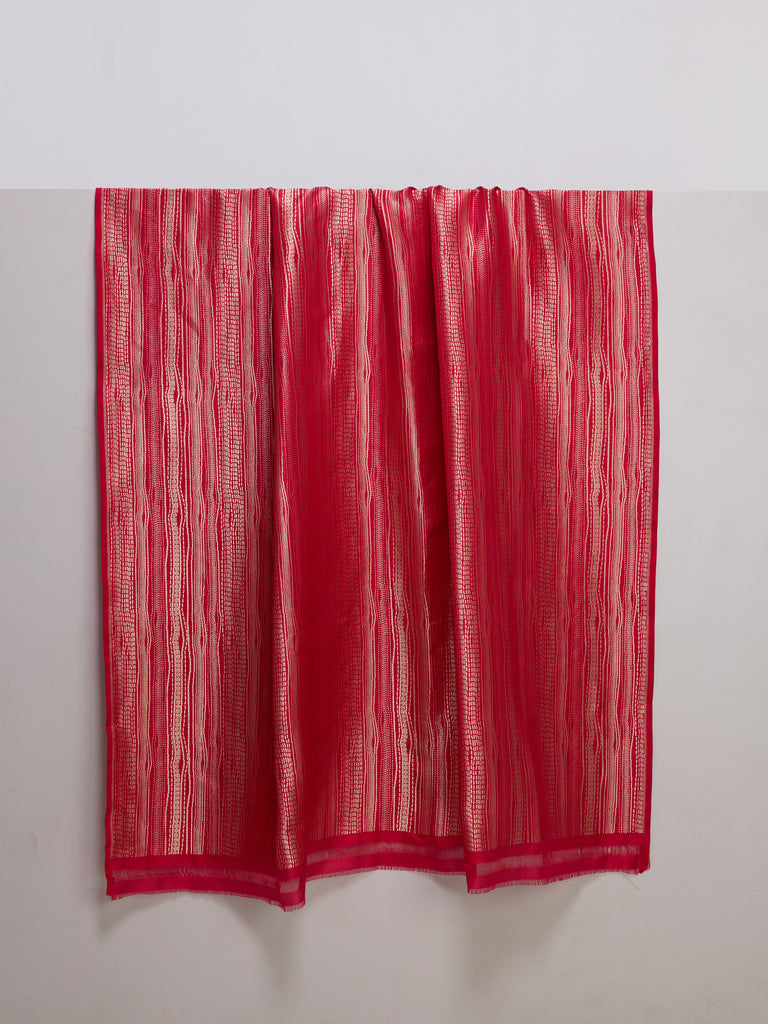 Handwoven Red Banarasi Silk Fabric