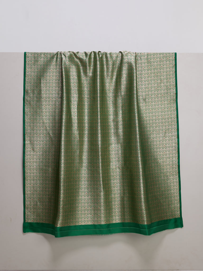 Handwoven Dark Green Banarasi Silk Fabric