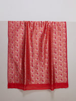Handwoven Deep Coral Banarasi Silk Fabric