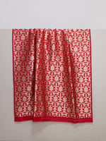 Handwoven Ruby Red Banarasi Silk Fabric