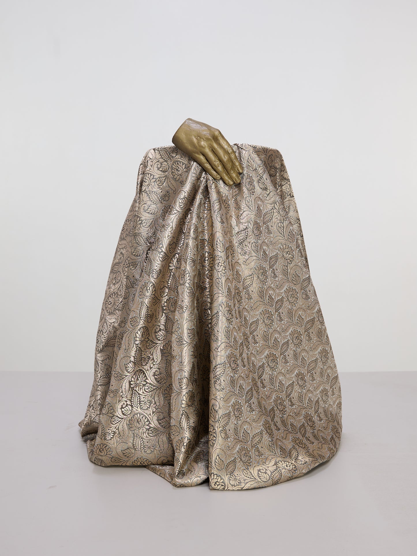 Handwoven Dusty Gold Banarasi Satin Fabric