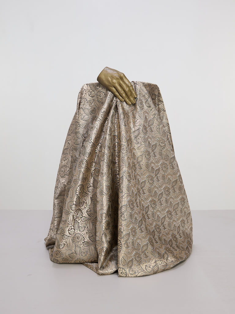 Handwoven Dusty Gold Banarasi Satin Fabric