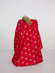 Handwoven Deep Red Banarasi Silk Fabric