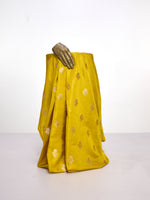 Handwoven Yellow Ochre Banarasi Satin Fabric