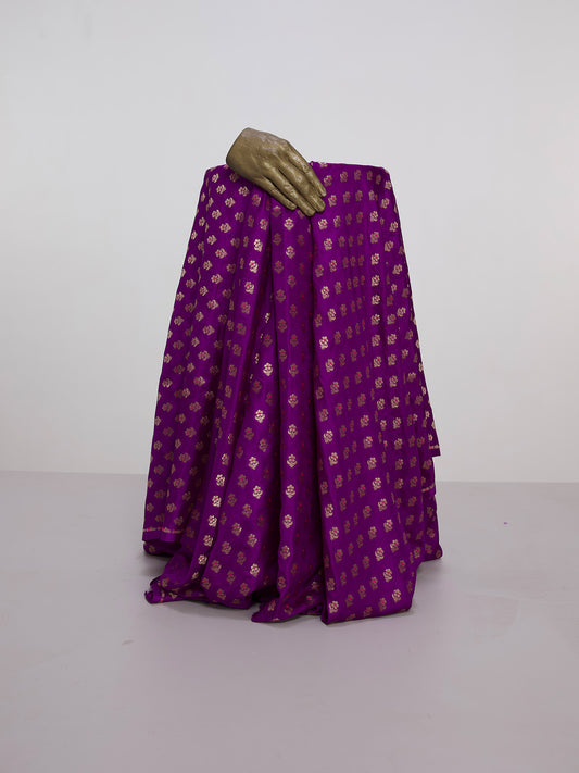 Handwoven Purple Banarasi Silk Fabric