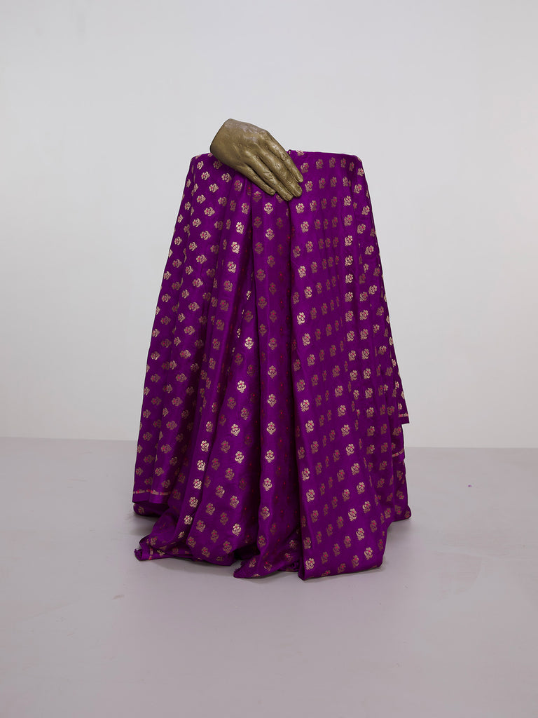 Handwoven Purple Banarasi Silk Fabric
