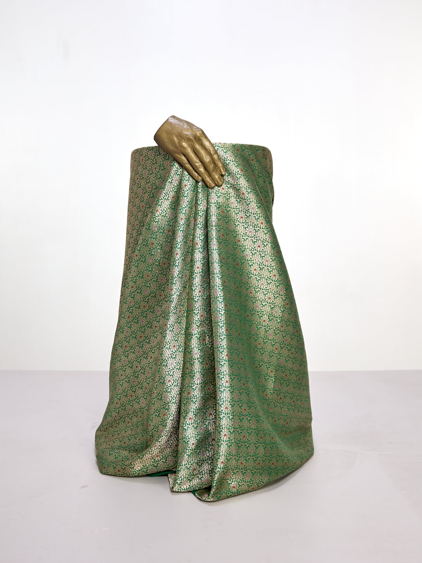 Handwoven Dark Green Banarasi Silk Fabric