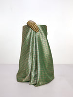 Handwoven Dark Green Banarasi Silk Fabric