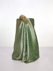 Handwoven Dark Green Banarasi Silk Fabric