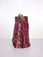 Handwoven Burgundy Banarasi Silk Fabric