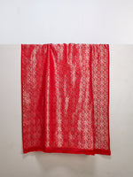 Handwoven Scarlet Red Banarasi Satin Fabric