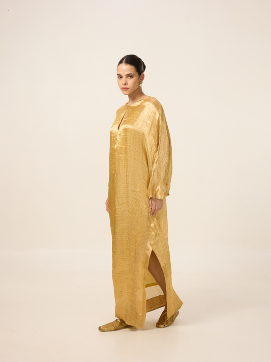 Handwoven Yellow-Gold Kaftan