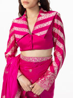 Handwoven Electric Pink Silk Cutwork Banarasi Saree