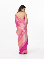 Handwoven Hot Pink Silk Rangkaat Banarasi Saree
