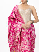 Handwoven Deep Pink Banarasi Emboss Saree